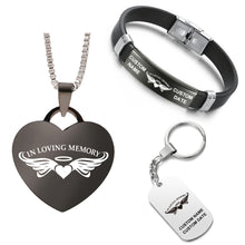 Load image into Gallery viewer, Necklace+Bracelet+Keychain Bundle ❤️  In Loving Memory
