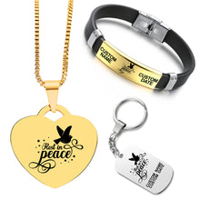 Load image into Gallery viewer, Necklace+Bracelet+Keychain Bundle ❤️  Rest In Peace
